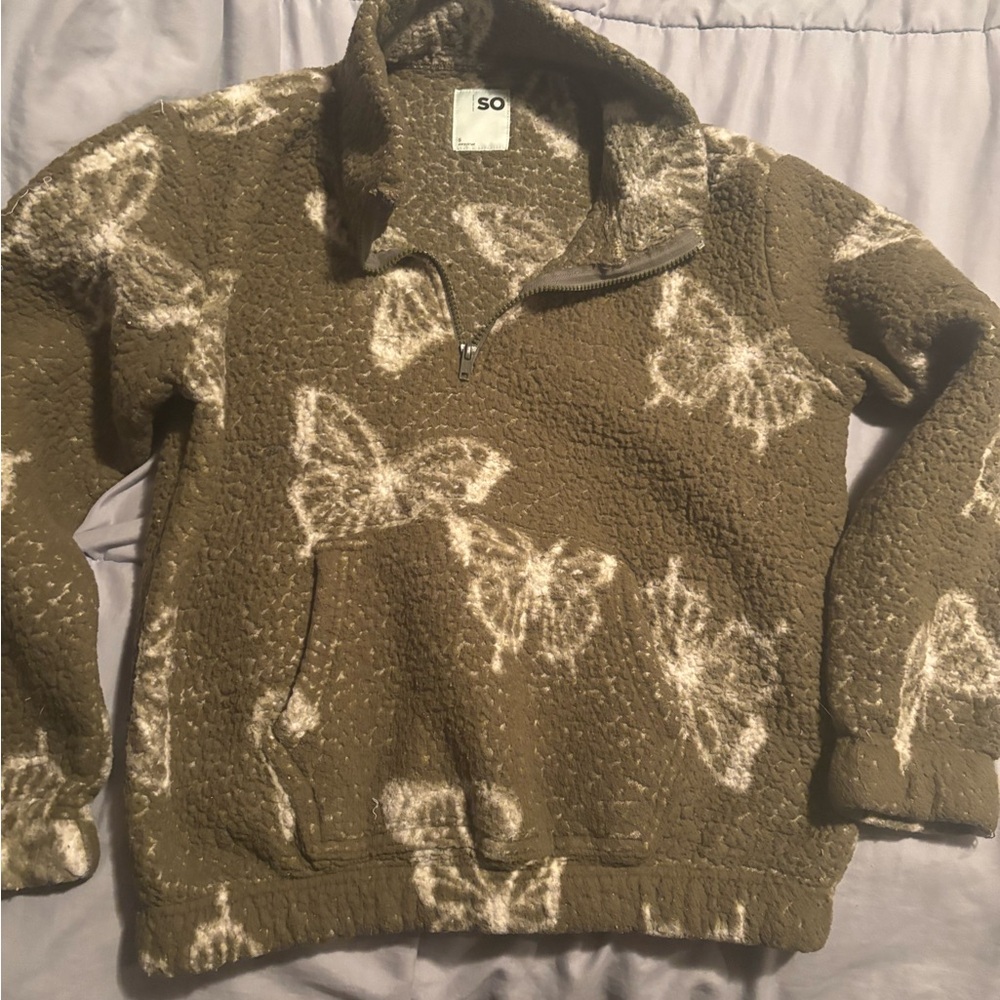 SO Olive and Cream Fleece Pullover